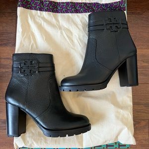 Tory Burch Leigh Lug Sole Bootie, Black, Size 7 *Brand New*